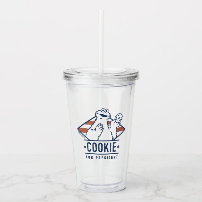 Vintage Cookie Monster for President Acrylic Tumbler (Front)