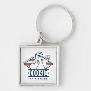 Vintage Cookie Monster for President Key Ring