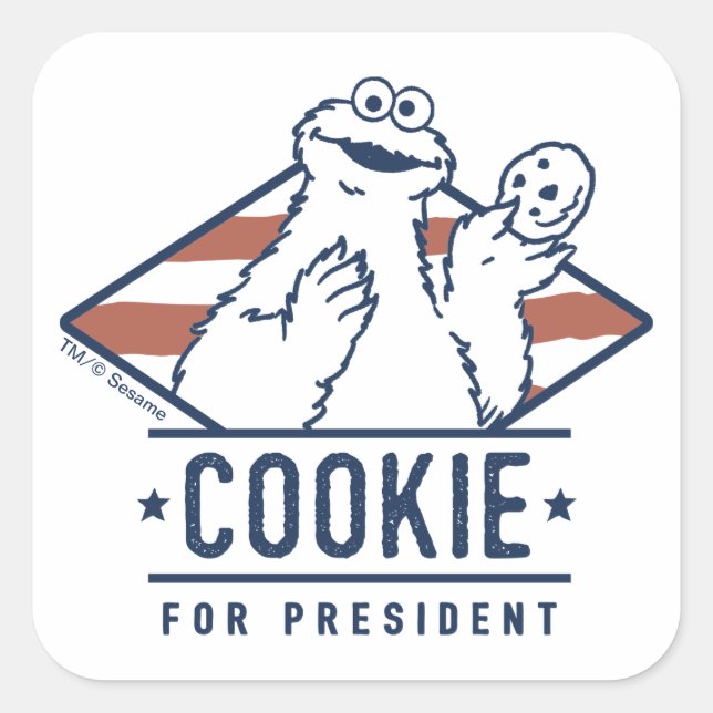 Vintage Cookie Monster for President Square Sticker (Front)