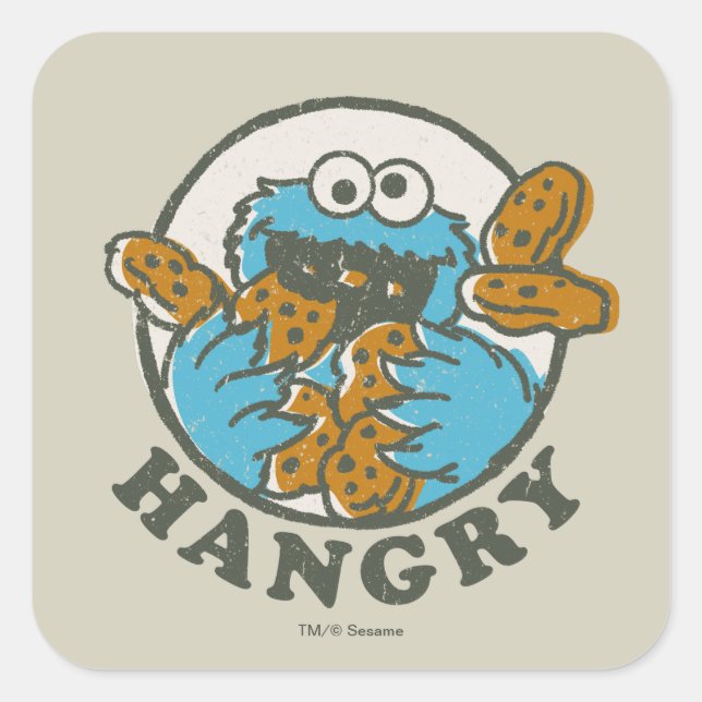 Vintage Cookie Monster | Hangry Square Sticker (Front)