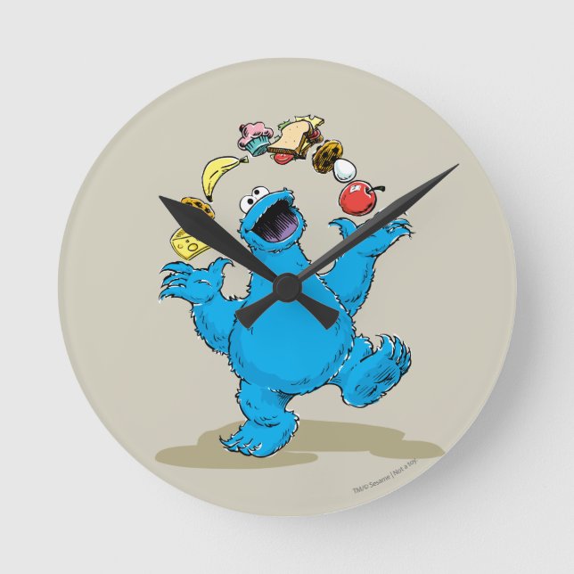 Vintage Cookie Monster Juggling Round Clock (Front)