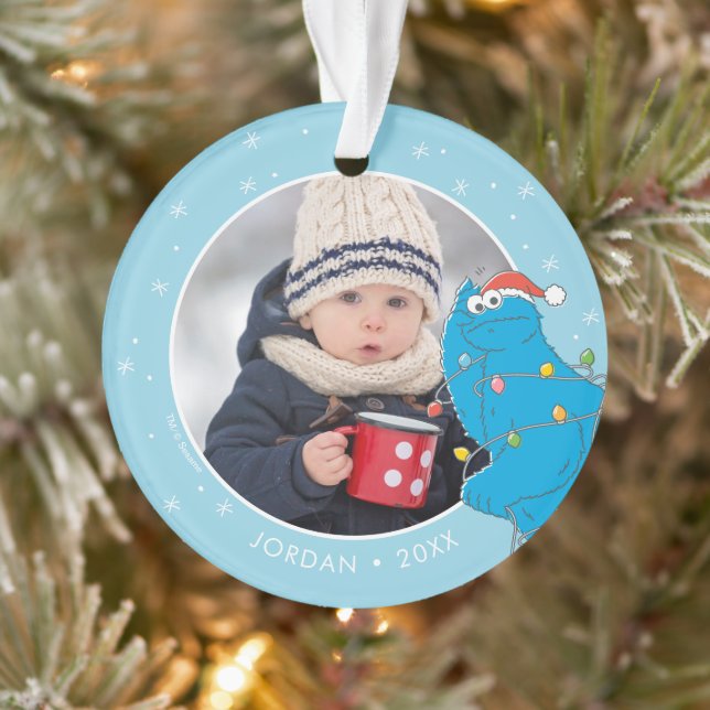Vintage Cookie Monster | Name & Photo Ornament (Tree)