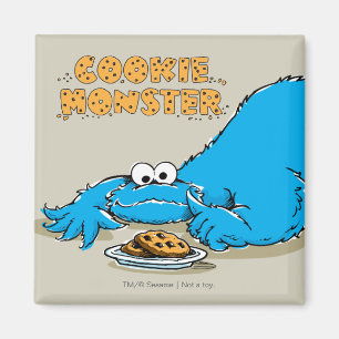 Vintage Cookie Monster Plate of Cookies Magnet