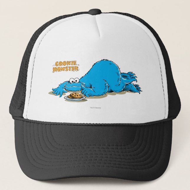 Vintage Cookie Monster Plate of Cookies Trucker Hat (Front)