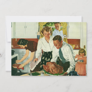 Vintage Cooking Thanksgiving Dinner in the Kitchen Invitation