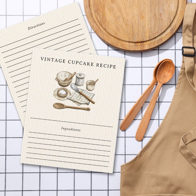 Vintage Cooking Utensils Striped Recipe Card (Vintage Cooking Utensils Striped Recipe Card)