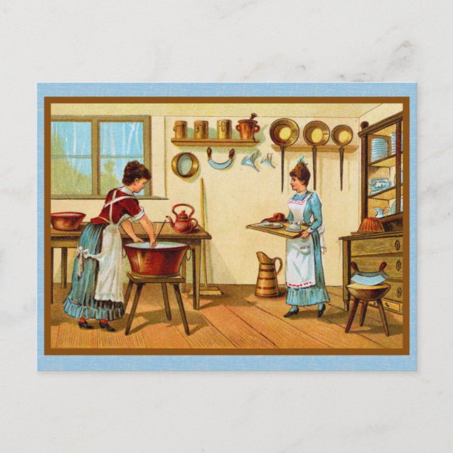 Vintage Cooks in the Kitchen Postcard (Front)