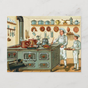 Vintage Cooks in the Kitchen Postcard