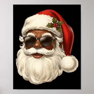 Vintage Cool Black Christmas Santa African Xmas Me Poster