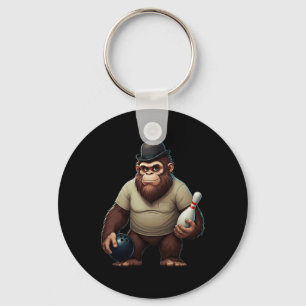 Vintage Cool Bowler Bigfoot Sasquatch Yeti Bowling Key Ring