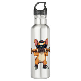 Vintage Cool French Bulldog Carrying Bone Cartoon  710 Ml Water Bottle