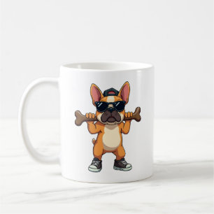 Vintage Cool French Bulldog Carrying Bone Cartoon  Coffee Mug
