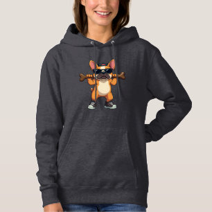 Vintage Cool French Bulldog Carrying Bone Cartoon Hoodie