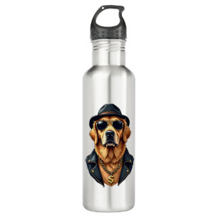 Vintage Cool Golden Retriever Dog in Sunglasses an 710 Ml Water Bottle