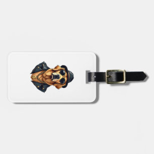 Vintage Cool Golden Retriever Dog in Sunglasses an Luggage Tag