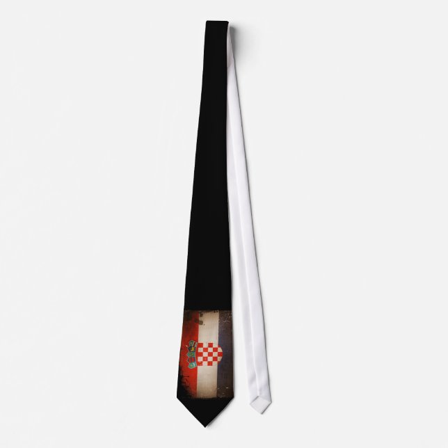 Vintage Cool Grungy Croatia Flag Design Tie (Front)