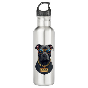 Vintage Cool Pitbull in Sunglasses with Gold Chain 710 Ml Water Bottle