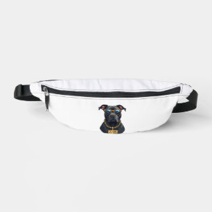 Vintage Cool Pitbull in Sunglasses with Gold Chain Bum Bags