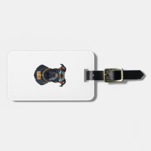 Vintage Cool Pitbull in Sunglasses with Gold Chain Luggage Tag