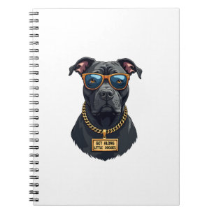 Vintage Cool Pitbull in Sunglasses with Gold Chain Notebook