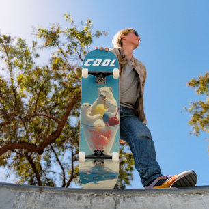Vintage Cool Polar Bear Ice Cream Sundae  Skateboard