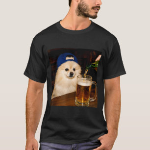 Vintage Cool Pomeranian Drinking Beer Pomeranian T-Shirt