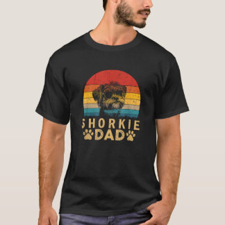Vintage Cool Shorkie Dad Dog Lovers Paw Print Fath T-Shirt