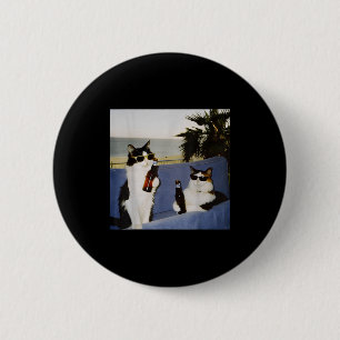 Vintage Cool Sungles Cat Drinking Beer Cat Meme Ca 6 Cm Round Badge