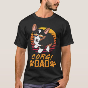 Vintage Cool Tricolor Corgi Dad Fathers Day For Pa T-Shirt