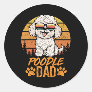 Vintage Cool White Toy Poodle Dad Fathers Day For Classic Round Sticker