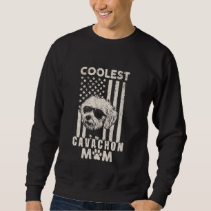 Vintage Coolest Cavachon Mum USA American Flag Fun Sweatshirt