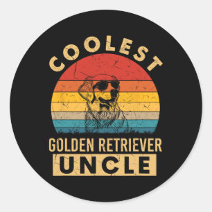 Vintage Coolest Golden Retriever Uncle Funny Gifts Classic Round Sticker