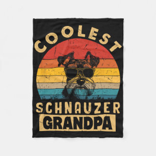 Vintage Coolest Schnauzer Grandpa Funny Gifts Dog  Fleece Blanket