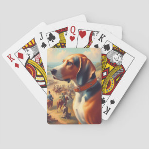 Vintage Coonhound Dog Painting Playing Cards