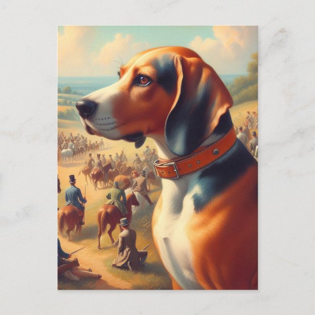 Vintage Coonhound Dog Painting Postcard (Front)