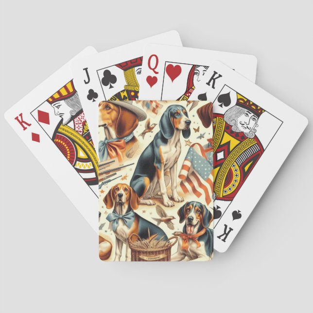 Vintage Coonhound Dog Seamless Playing Cards (Back)