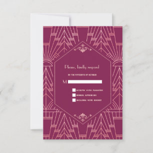 Vintage Cooper Rose Great Gatsby 20s Wedding RSVP