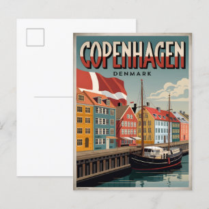 Vintage Copenhagen colorful houses gifts Postcard