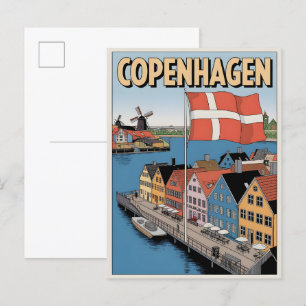 Vintage Copenhagen colorful houses gifts Postcard