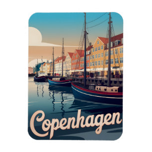 Vintage Copenhagen colourful houses boats gifts Magnet