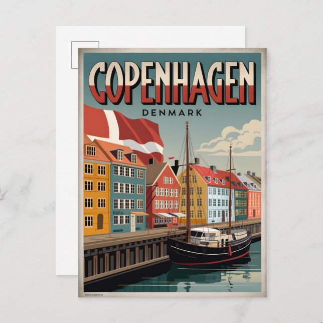 Vintage Copenhagen colourful houses gifts Postcard (Front/Back)