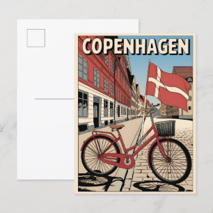 Vintage Copenhagen denmark bicycle gifts Postcard