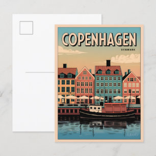 Vintage Copenhagen denmark colorful houses gifts Postcard