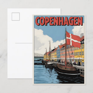Vintage Copenhagen denmark colorful houses gifts Postcard