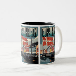 Vintage Copenhagen denmark colorful houses gifts Two-Tone Coffee Mug