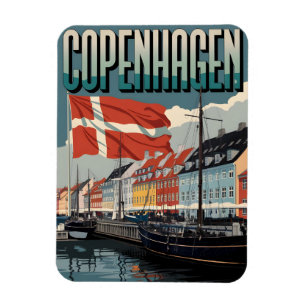Vintage Copenhagen denmark colourful houses gifts Magnet