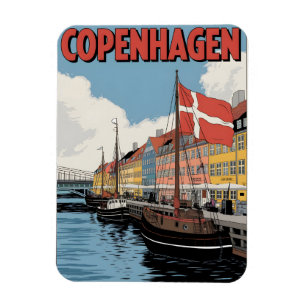 Vintage Copenhagen denmark colourful houses gifts Magnet