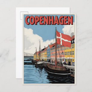 Vintage Copenhagen denmark colourful houses gifts Postcard