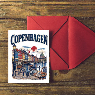 Vintage Copenhagen Denmark Nyhavn Harbour Travel Postcard