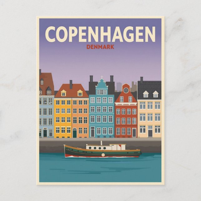 Vintage Copenhagen Denmark Travel Postcard (Front)